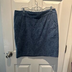 L.L. Bean Women’s 14  REG Blue Beautiful Paisley Velour Pencil Skirt soft